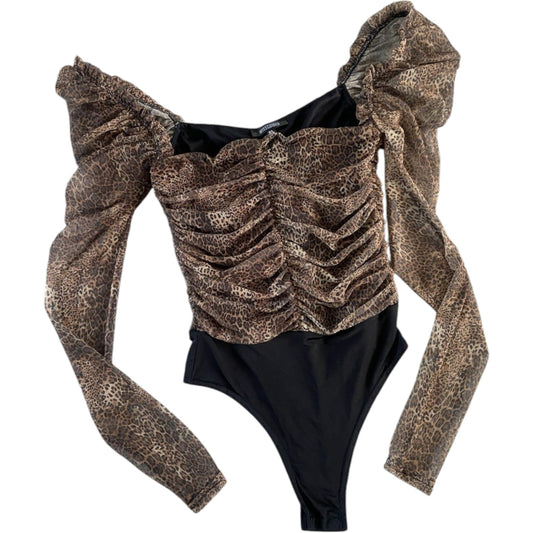 MISSGUIDED barna leopárdmintás puffos ujjú body