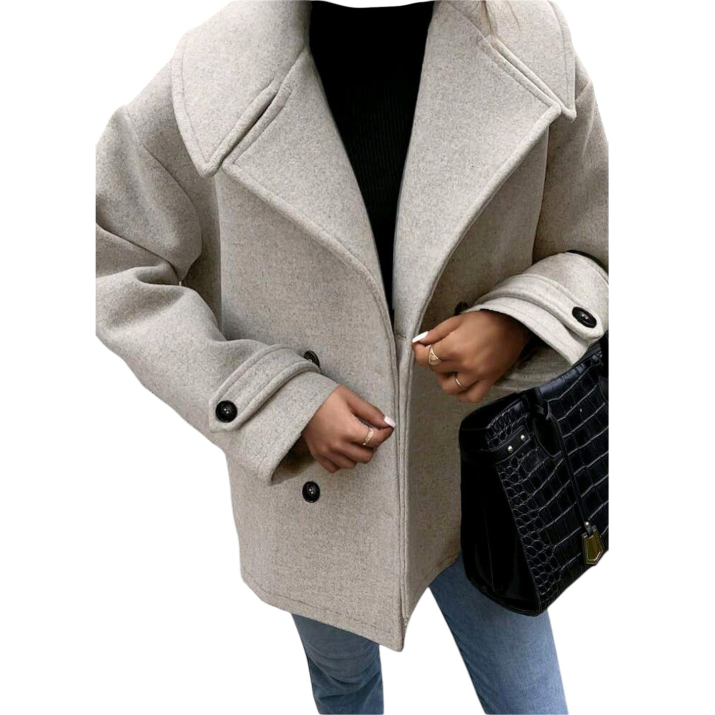 SHE szürke oversized gyapjúkabát