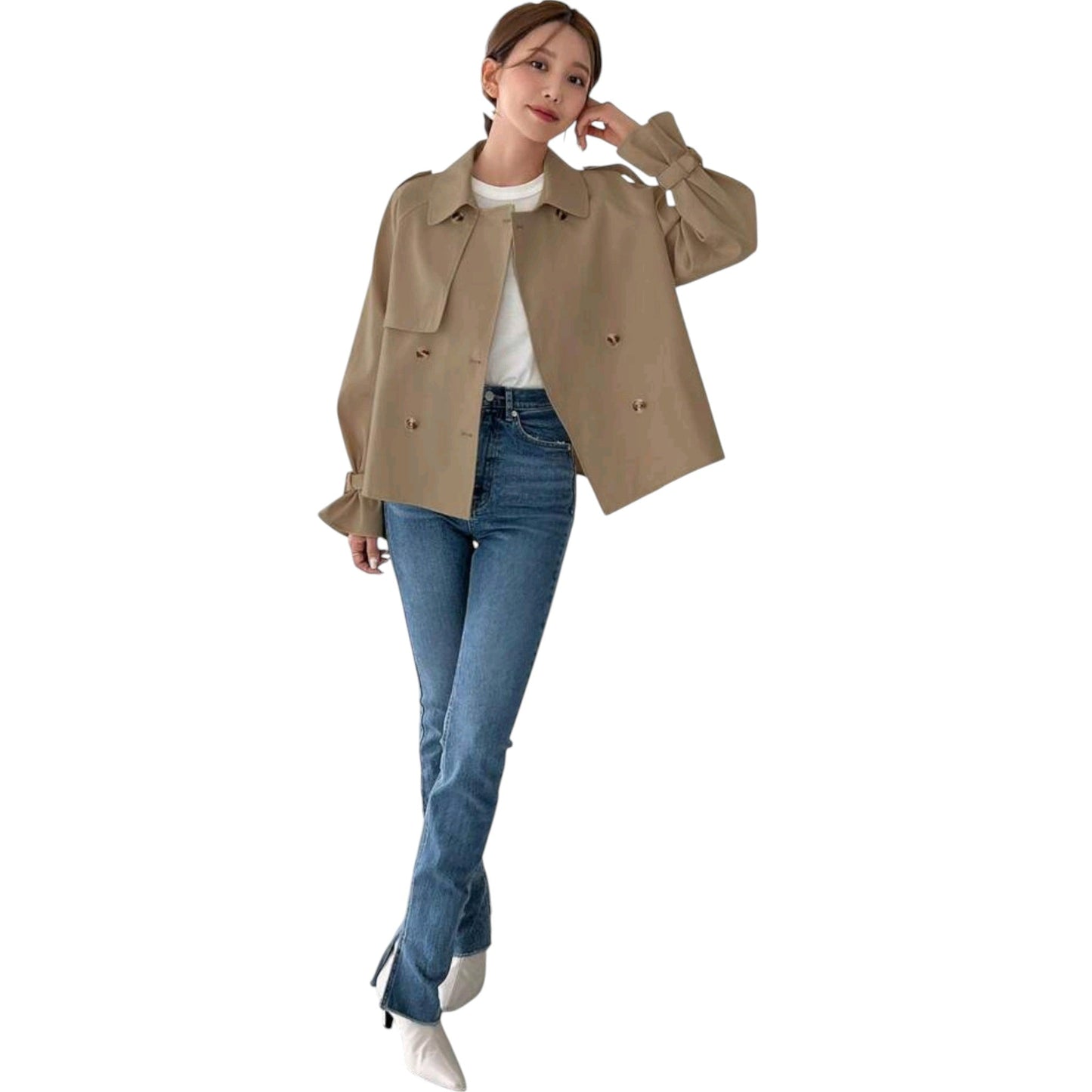 SHE bézs rövid ballonkabát