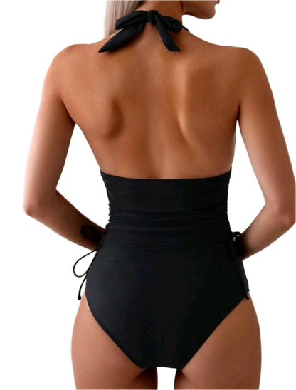 SHE fekete magas derekú tankini fürdőruha