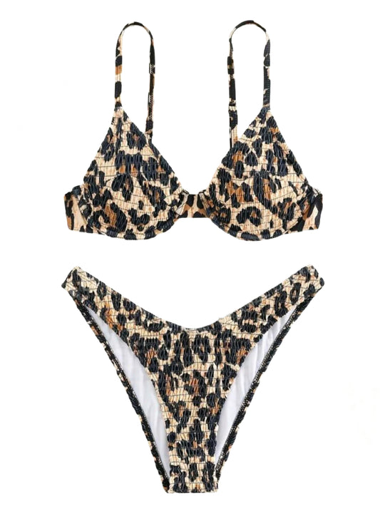 SHE állatmintás smockolt bikini