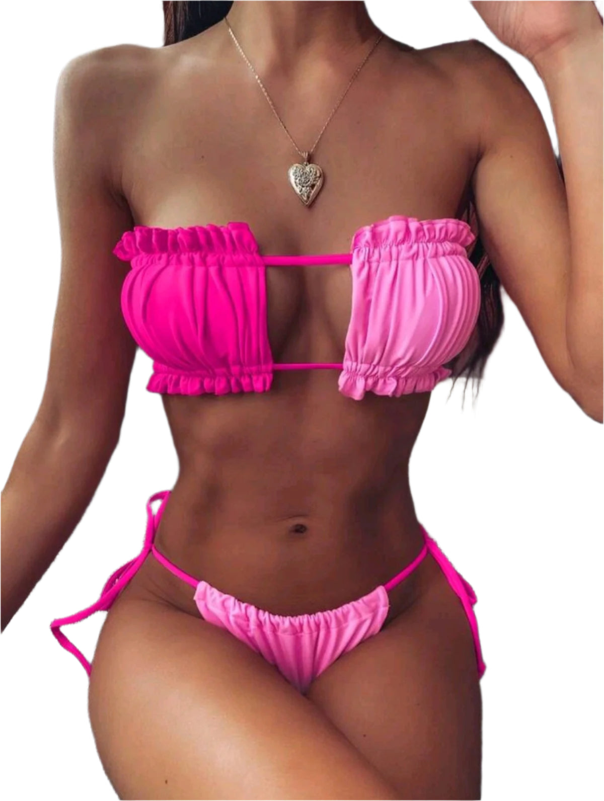 SHE pink duó bandeau bikini
