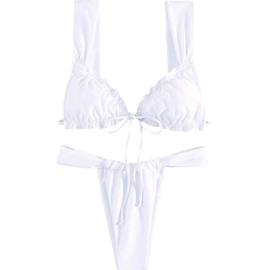 SHE fehér fodros kétrészes bikini