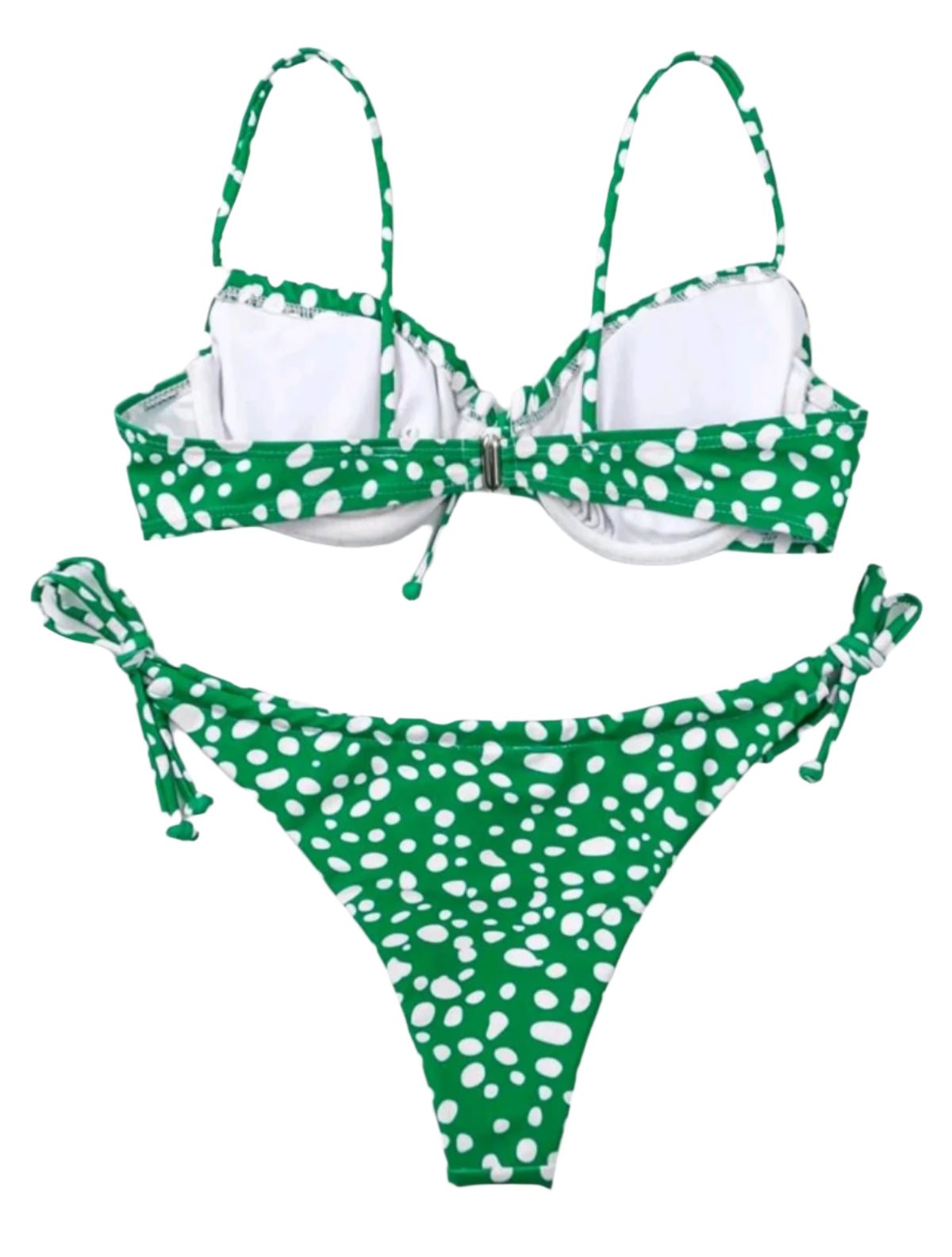 SHE zöld-fehér pöttyös megkötős bikini