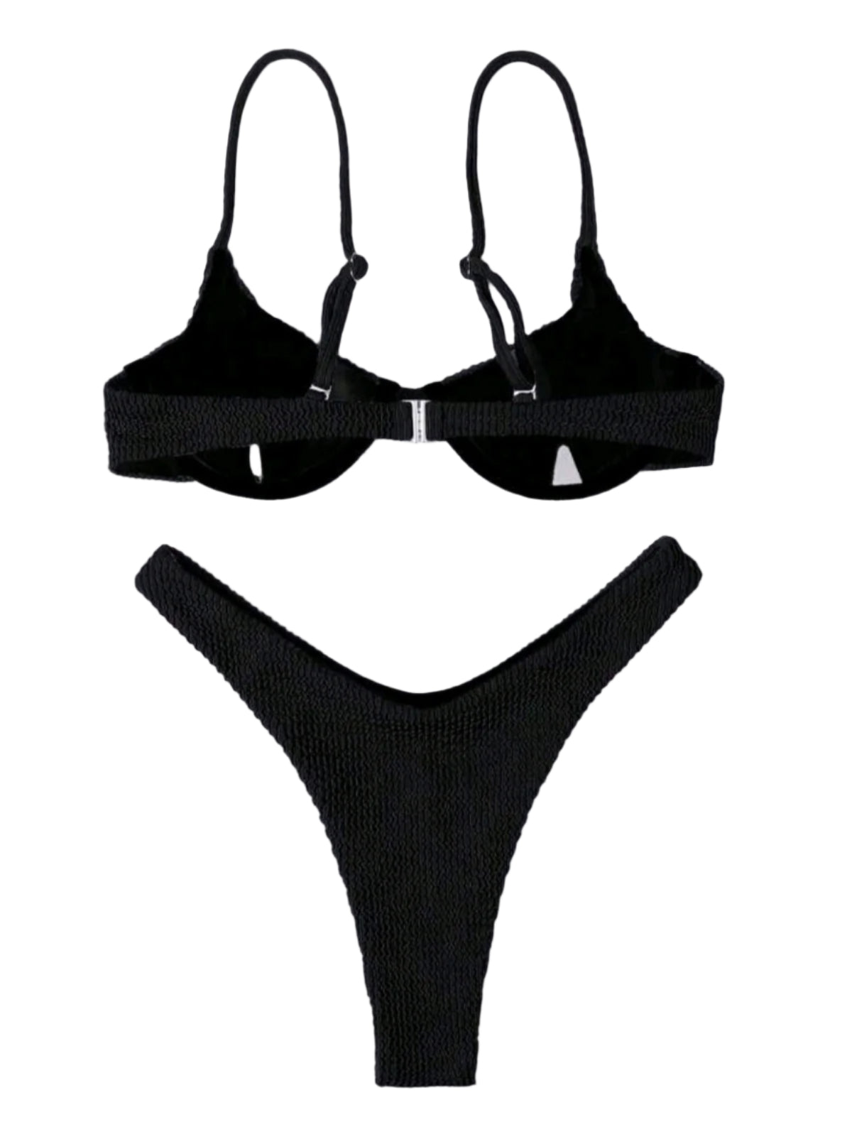 SHE fekete texturált bikini (szoknyával szettben)