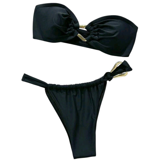 SHE fekete bandeau bikini