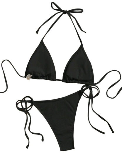 SHE fekete kagylódíszes horgolt bikini