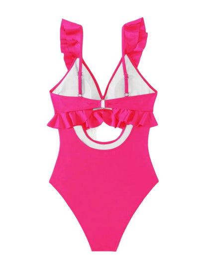 SHE pink fodros kivágott egyrészes fürdőruha