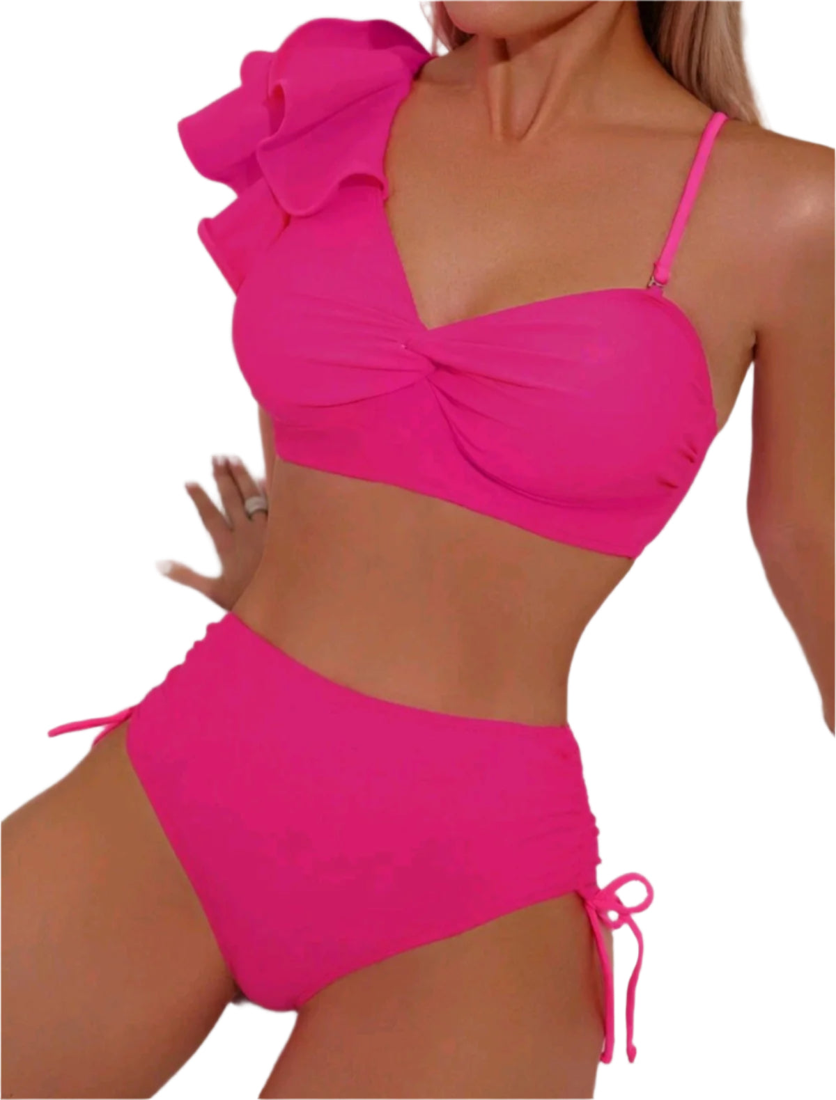SHE pink fodros aszimmetrikus bikini