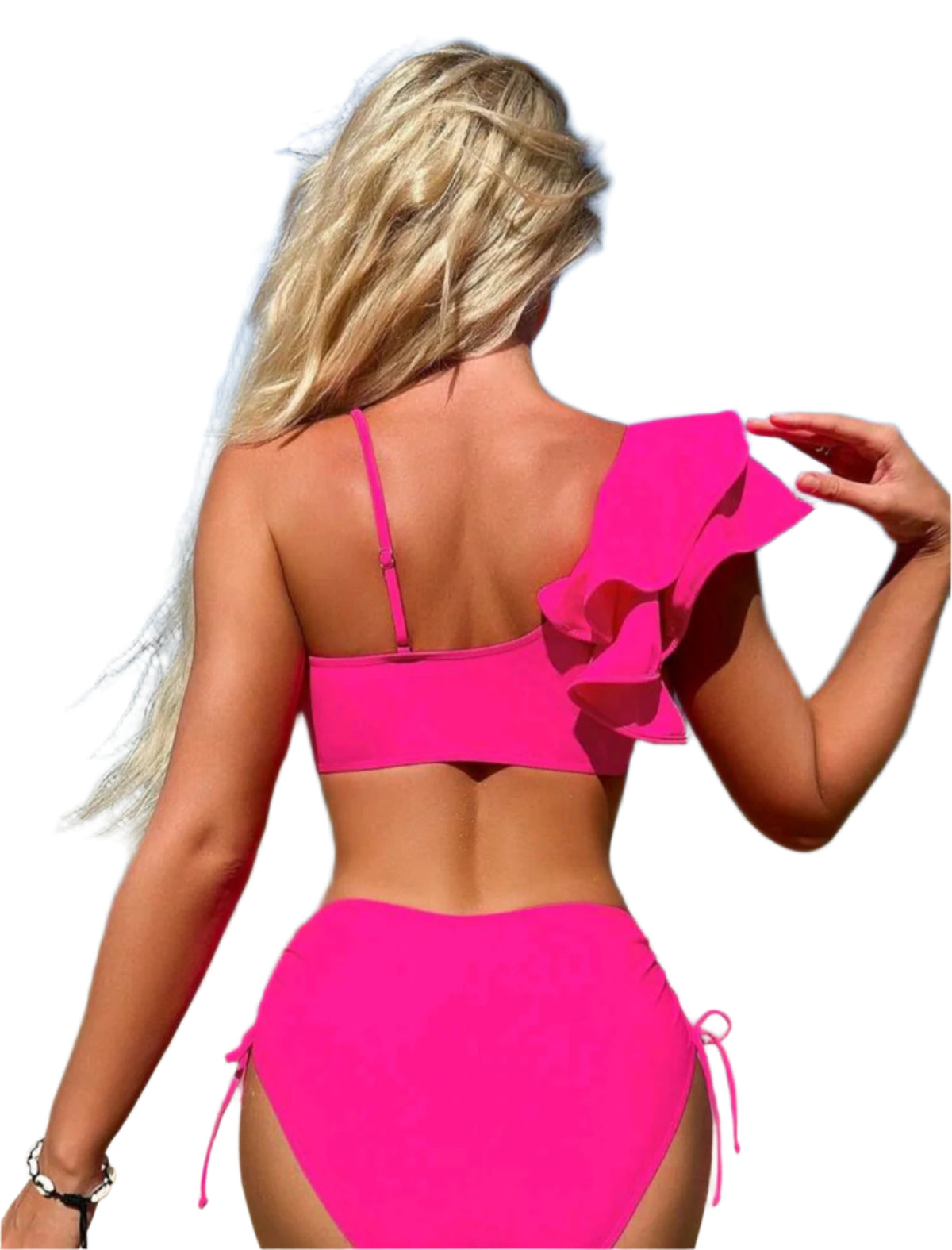SHE pink fodros aszimmetrikus bikini