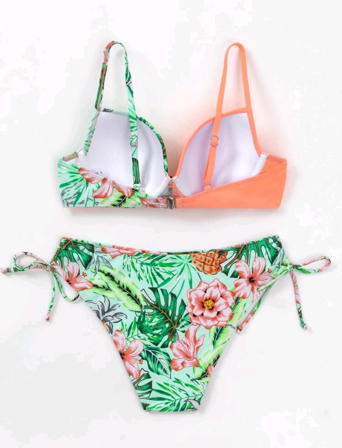 SHE narancssárga virágmintás bikini
