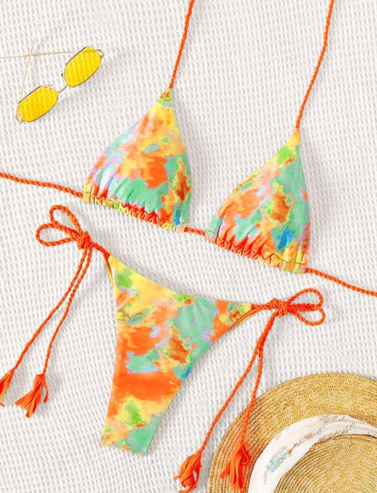 SHE színes batikolt háromszög bikini