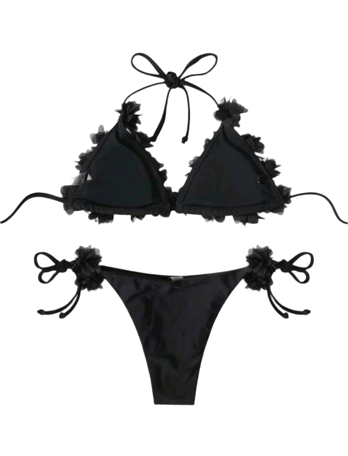 SHE fekete 3D virágos bikini