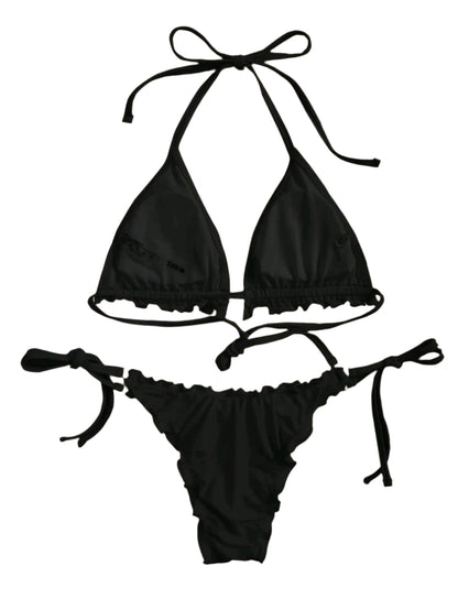 SHE fekete fodros háromszög bikini szett