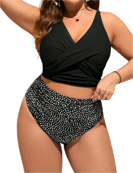 SHE fekete masnis mintás tankini szett