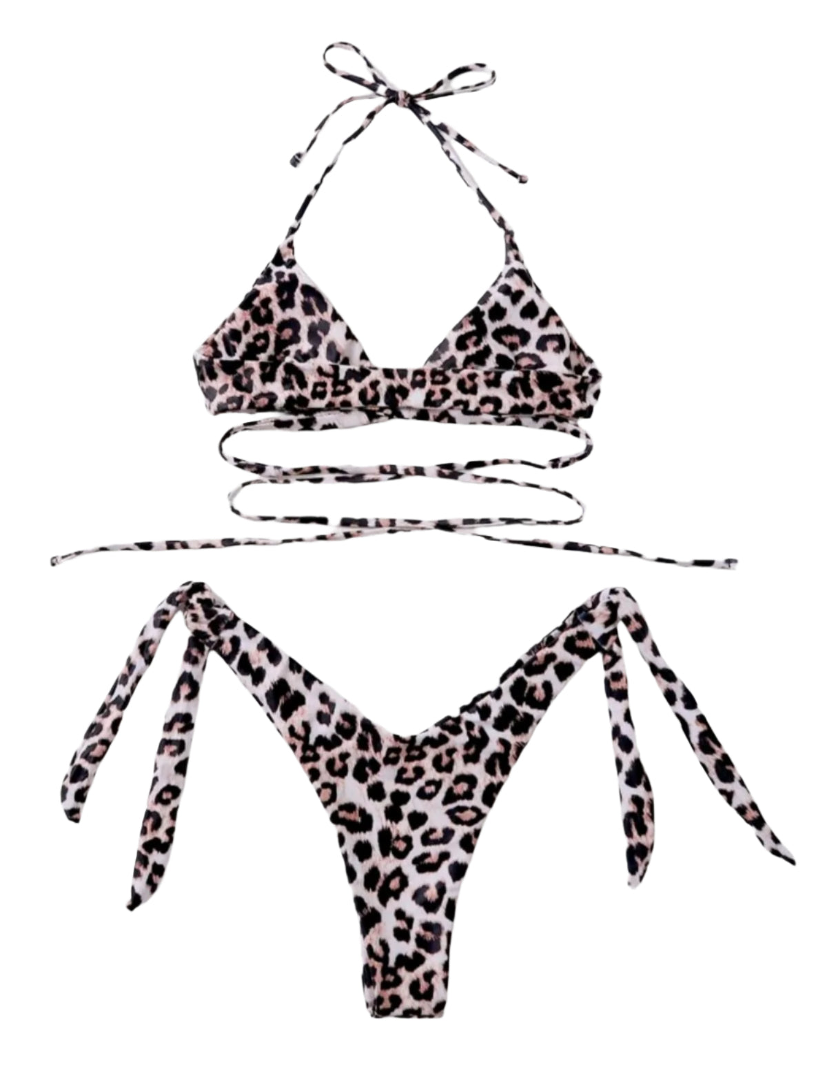 SHE leopárd mintás megkötős bikini szett