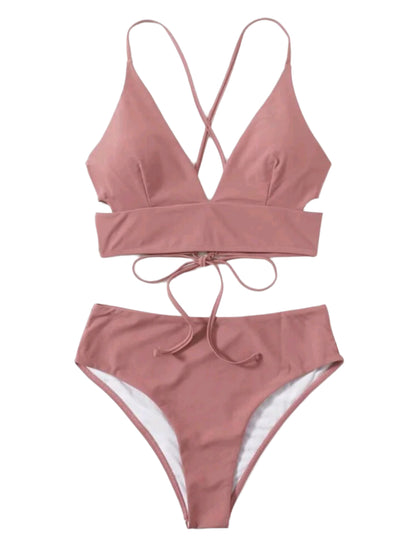 SHE rózsaszín megkötős háromszög fazonú bikini