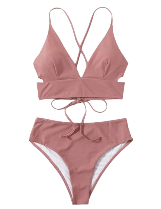 SHE rózsaszín megkötős háromszög fazonú bikini