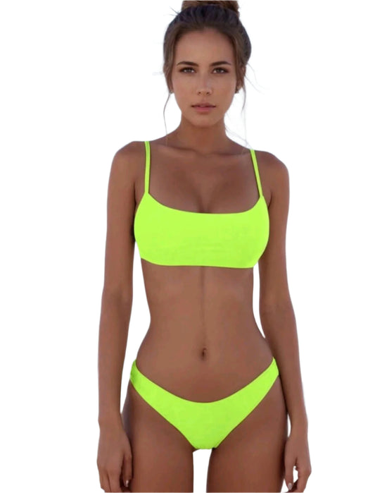 SHE neon sárga sportos bikini szett
