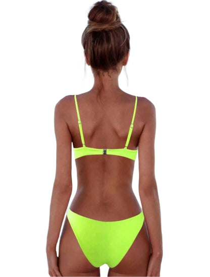 SHE neon sárga sportos bikini szett