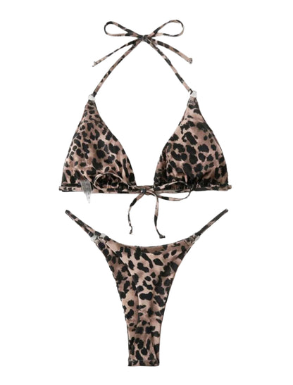 SHE barna állatmintás háromszög bikini szett