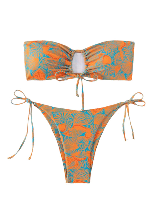 SHE narancssárga kagylómintás pánt nélküli bikini