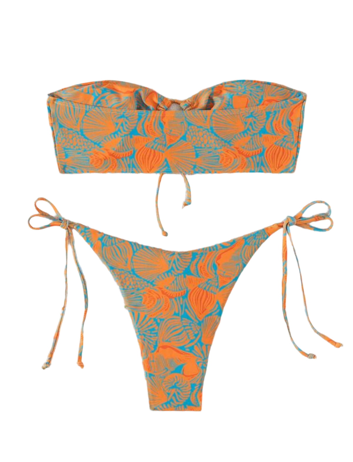 SHE narancssárga kagylómintás pánt nélküli bikini