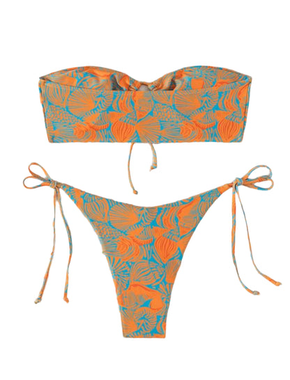 SHE narancssárga kagylómintás pánt nélküli bikini