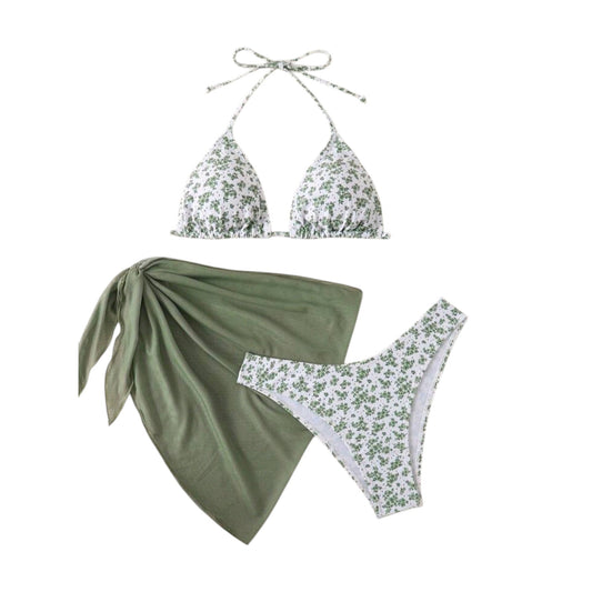 SHE virágmintás háromrészes bikini szett