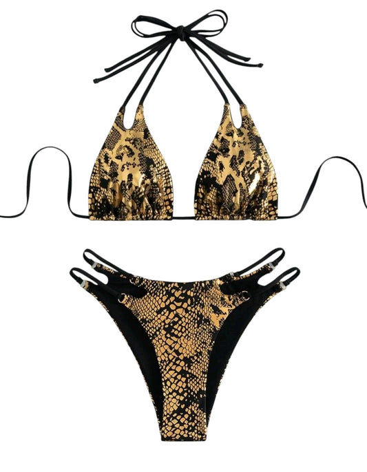 SHE kígyómintás karikás kétrészes bikini