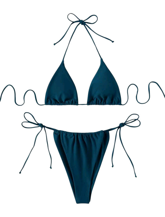 SHE sötét türkiz megkötős kétrészes bikini