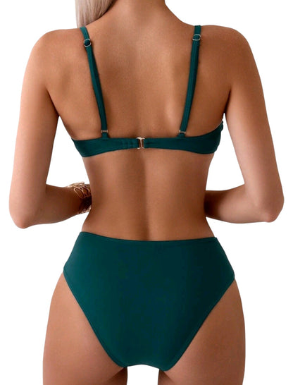 SHE sötétzöld kapcsos közepű kétrészes bikini
