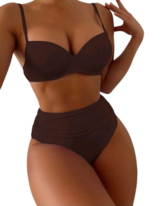 SHE sötétbarna merevítős kétrészes bikini