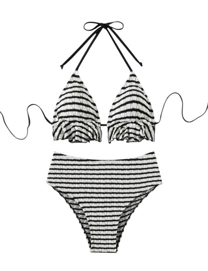 SHE fekete-fehér csíkos texturált bikini