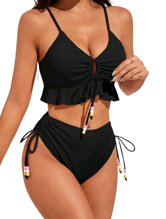 SHE fekete gyöngyös bikini szett