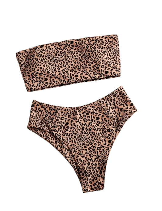 SHE leopárd mintás bandeau bikini