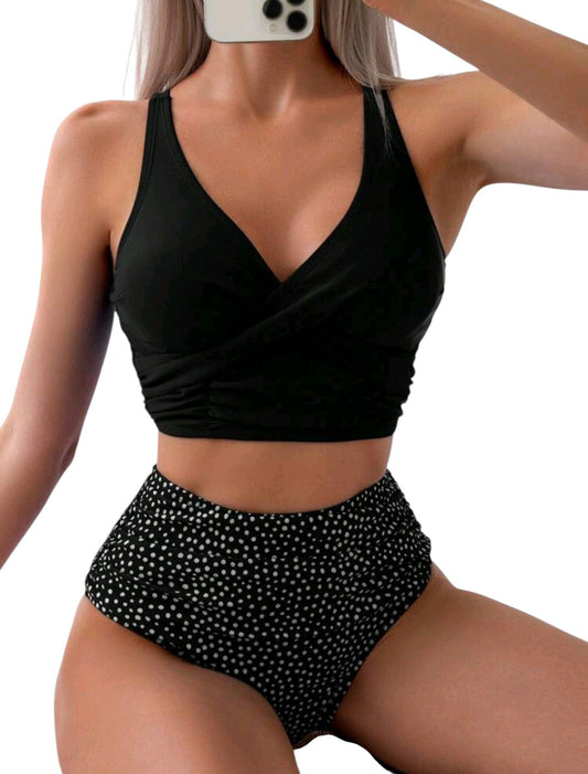 SHE fekete-fehér pöttyös kétrészes bikini