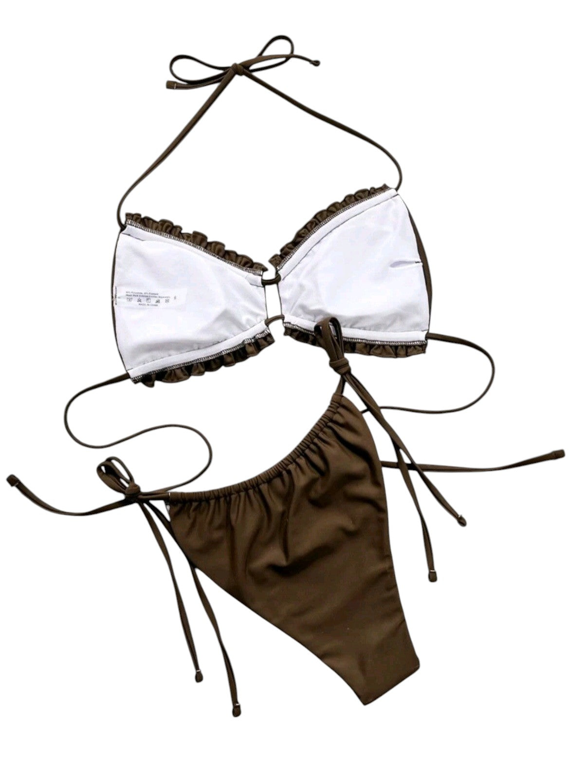 SHE olívazöld kivágott fodros bikini