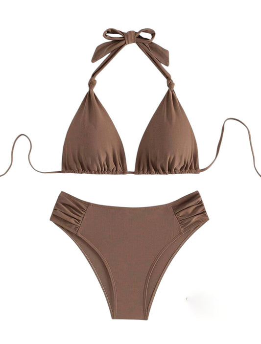 SHE barna halter nyakú bikini szett