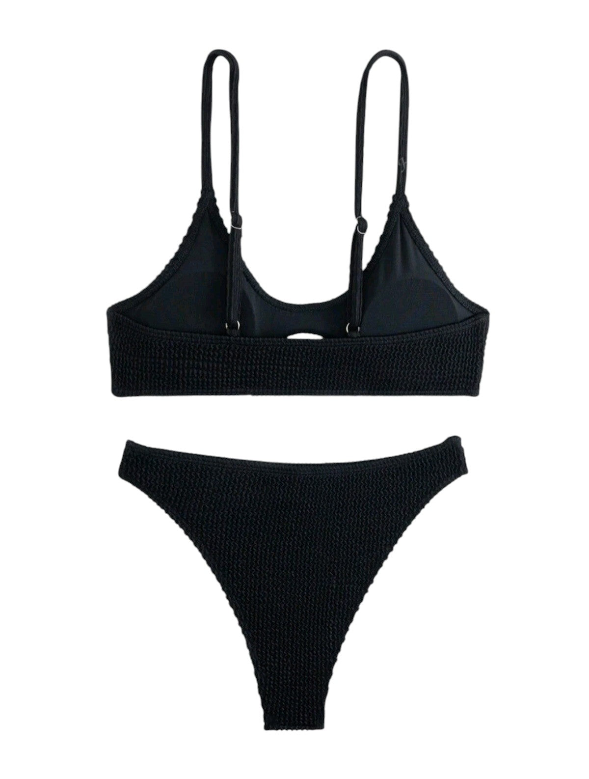 SHE fekete texturált kivágott bikini szett