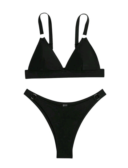 SHE fekete karikás díszes bikini szett