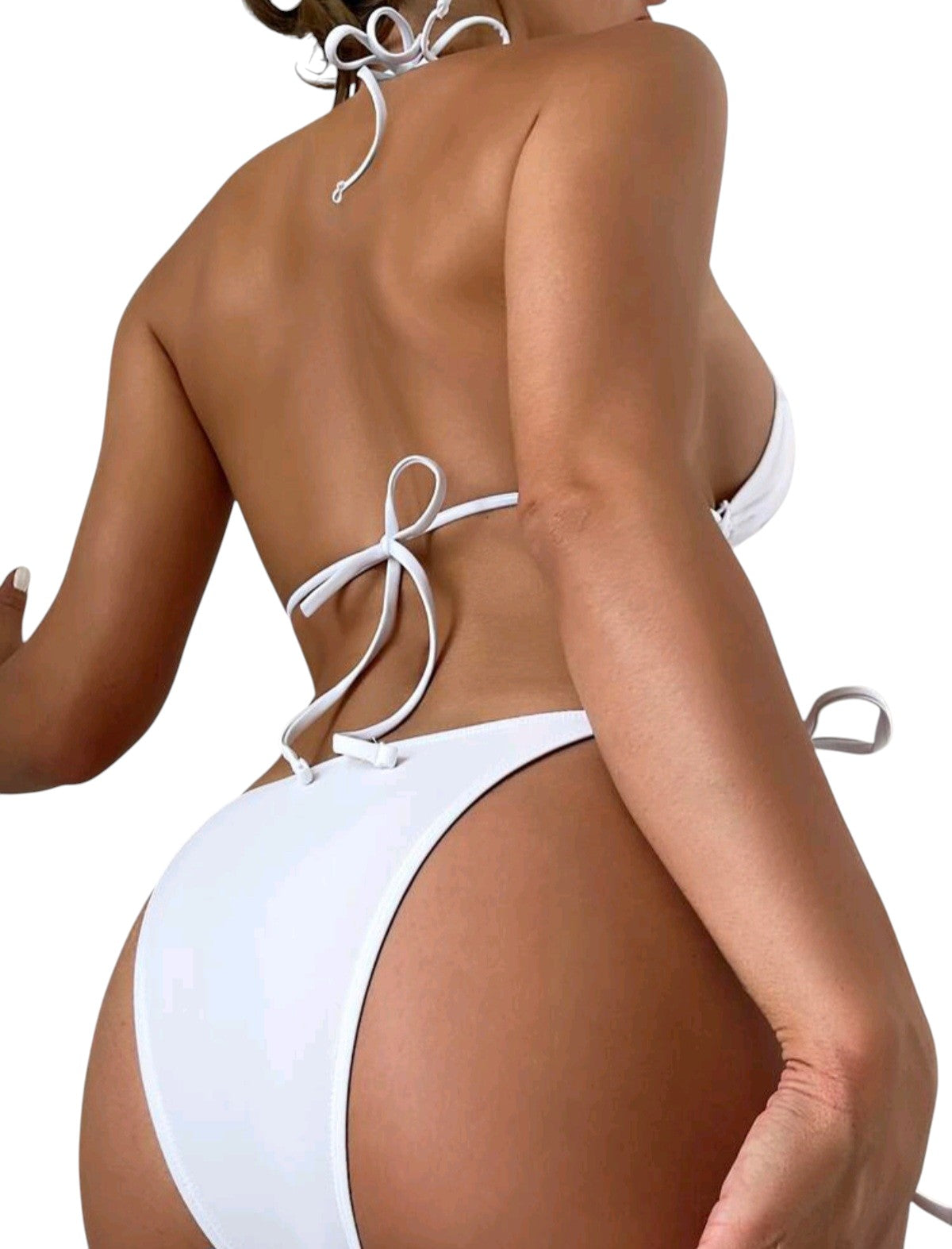 SHE fehér szív strasszos megkötős bikini szett