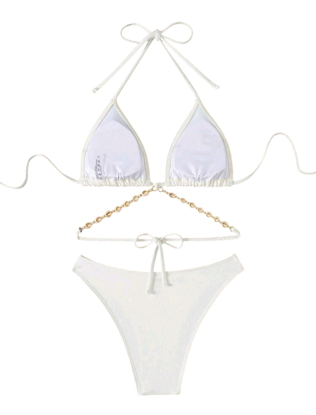SHE fehér kagylós láncos bikini szett