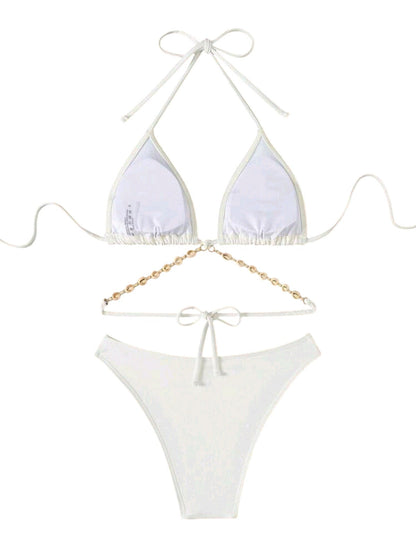 SHE fehér kagylós láncos bikini szett