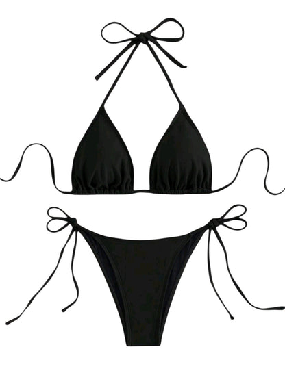 SHE fekete megkötős háromszög bikini szett