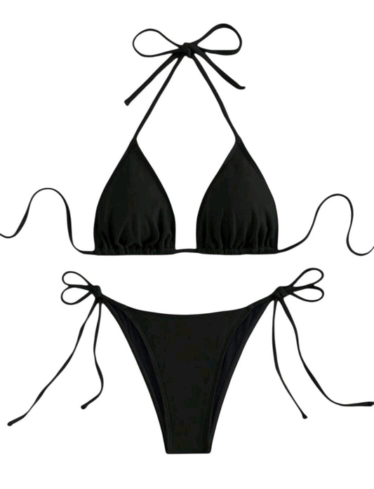 SHE fekete megkötős háromszög bikini szett