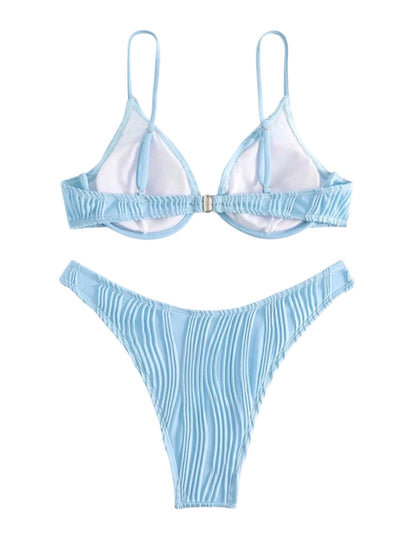 SHE világoskék texturált merevítős bikini szett