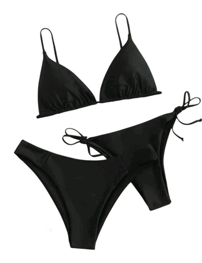 SHE fekete megkötős háromszög bikini szett