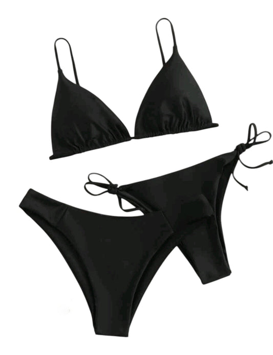 SHE fekete megkötős háromszög bikini szett