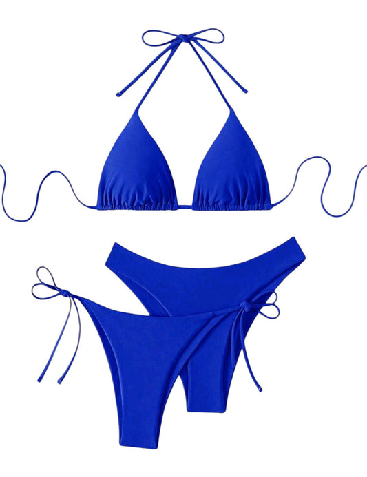 SHE királykék megkötős háromszög bikini szett